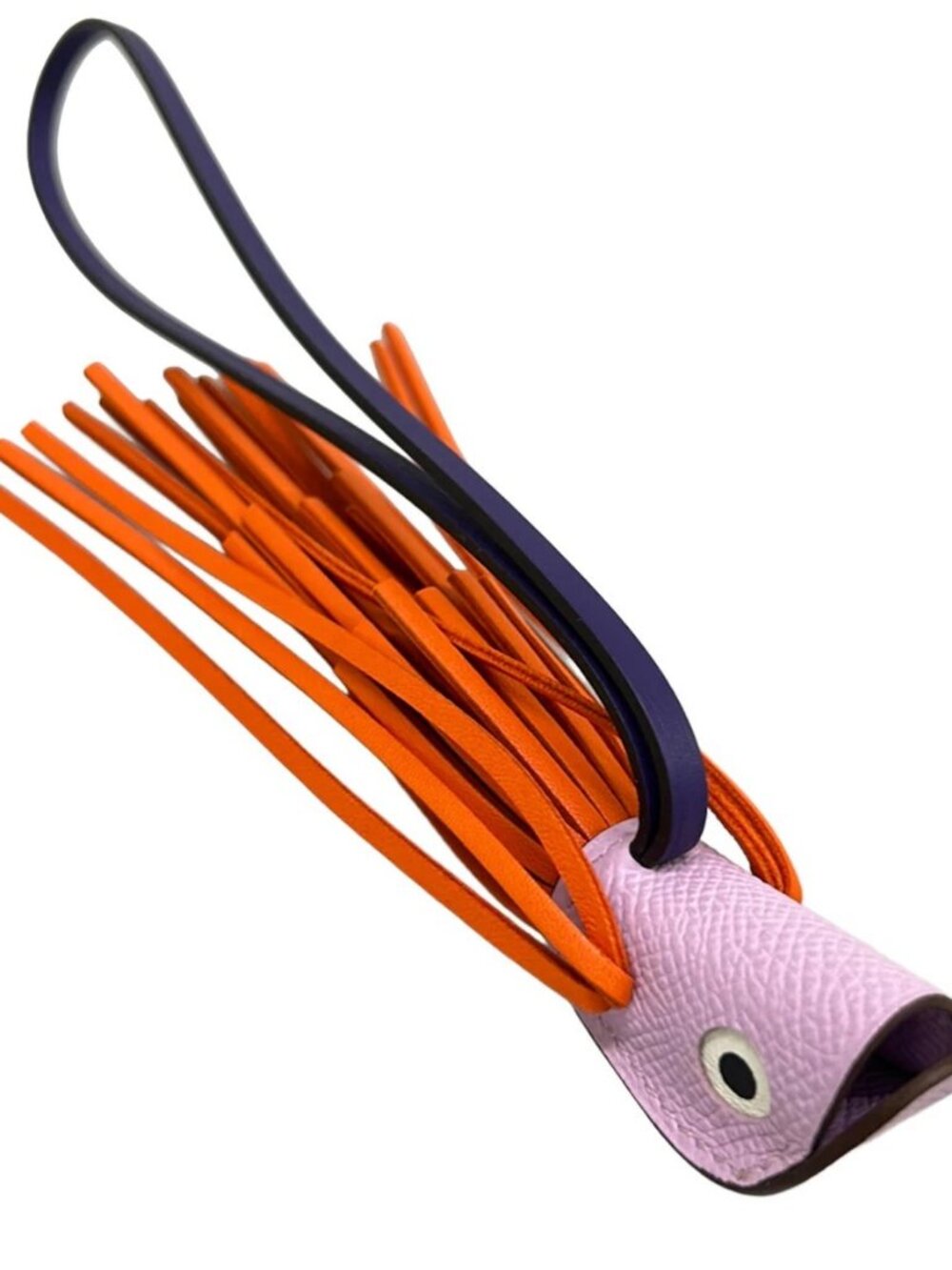 HERMES Poisson Charm Guimauve Feu Purple Agneau Milo Veau Epsom Veau Swift G - Picture 6 of 7